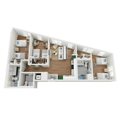 floor plan of our 3-bedroom luxury apartments in Berkeley, CA