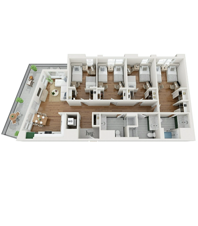 floor plan of our 4-bedroom luxury apartments in Berkeley, CA